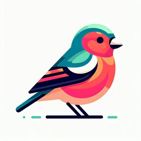 Vector illustration of bullfinch on white background. Flat style.のイラスト素材