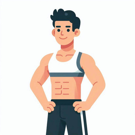 Fitness girl with dumbbells and water bottle. Vector illustration.のイラスト素材