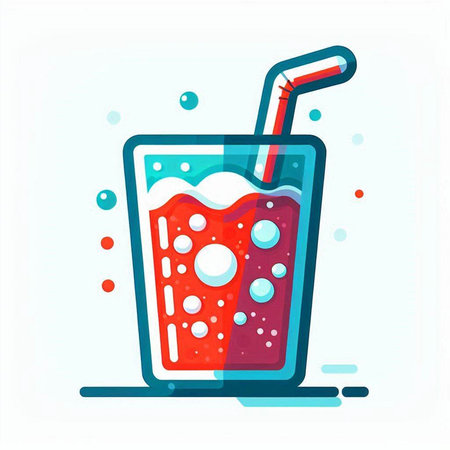 Fruit smoothie in a glass with a straw. Vector illustration.のイラスト素材