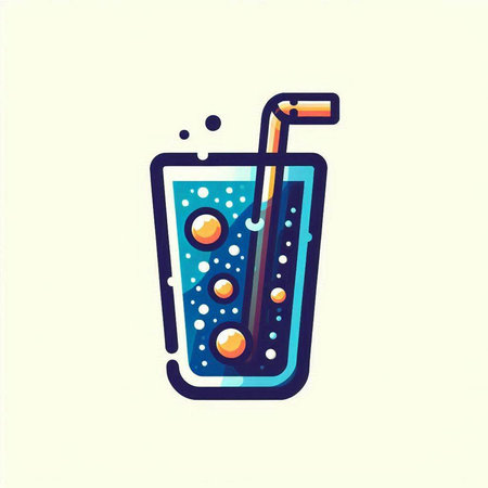 Cocktail icon. Vector illustration of a glass with a straw.のイラスト素材