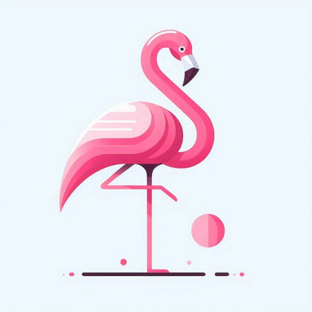 Pink flamingo on a white background. Vector illustration in flat style.のイラスト素材