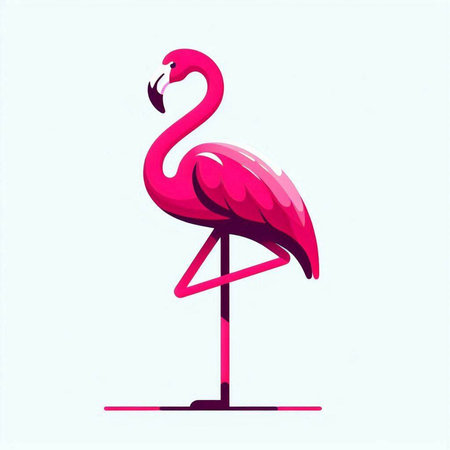 Pink flamingo on a white background. Vector illustration of a flamingo.のイラスト素材