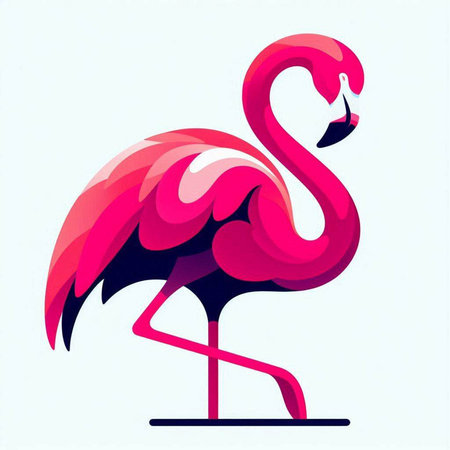 Flamingo in the style of a flat design. Vector illustration.のイラスト素材