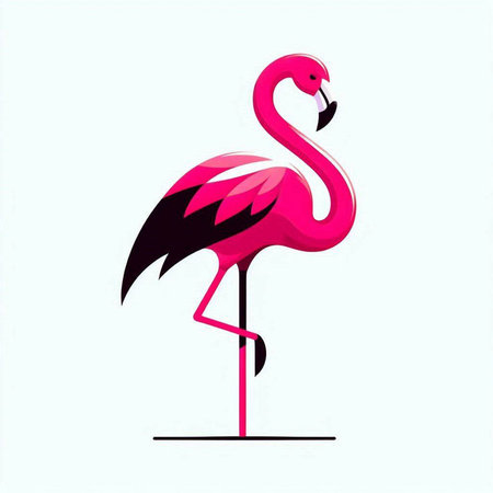 Pink flamingo isolated on a white background. Vector illustration for your designのイラスト素材