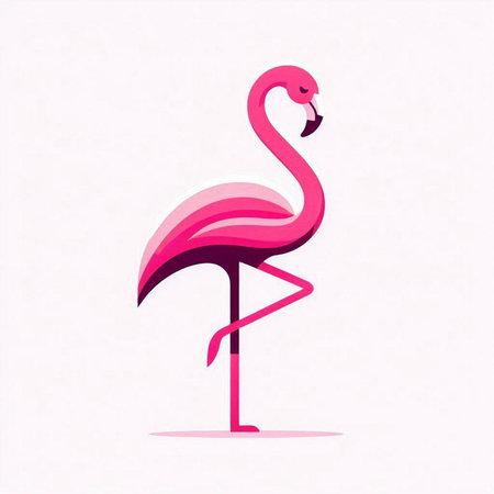 Pink flamingo. Vector illustration. Isolated on white background.のイラスト素材