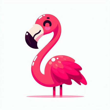 Flamingo. Vector illustration of a pink flamingo isolated on white background.のイラスト素材