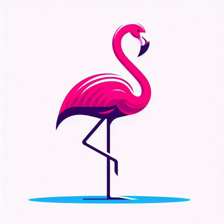 Pink flamingo. Vector illustration of a flamingo on a white background.のイラスト素材
