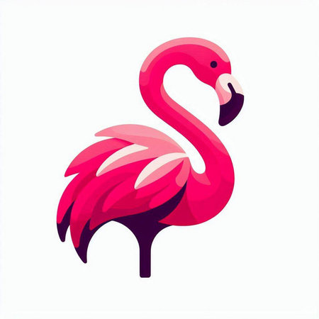 Pink flamingo. Vector illustration. Isolated on white background.のイラスト素材