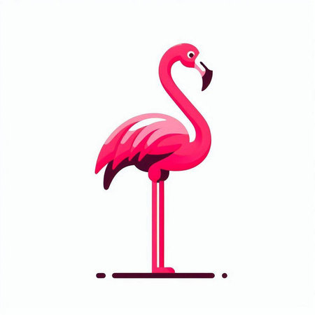 Pink flamingo isolated on white background. Vector illustration in flat style.のイラスト素材