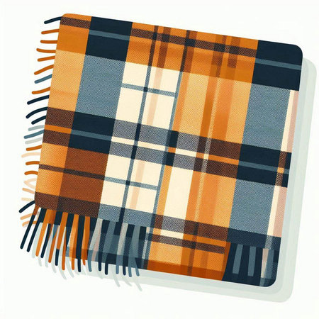 Colorful checkered scarf isolated on white background. Clipping path included.のイラスト素材