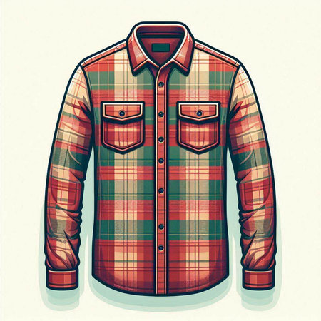 Fashionable men's shirt with plaid pattern. Vector illustration.のイラスト素材
