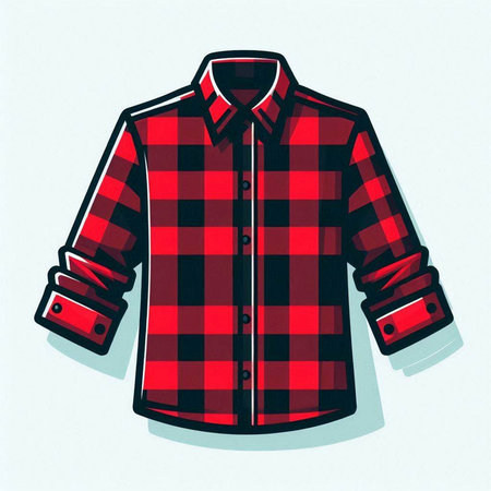 Red checkered shirt on a white background. Vector illustration.のイラスト素材