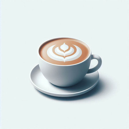 Cup of cappuccino with latte art on white backgroundのイラスト素材