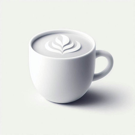 Coffee cup with latte art on the white background.のイラスト素材