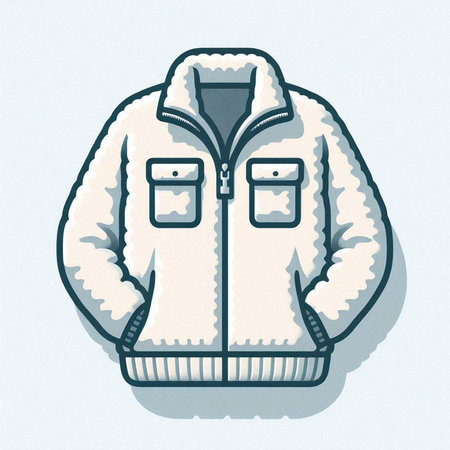 White winter jacket with hood on a white background. Vector illustration.のイラスト素材