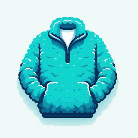 Blue winter coat. Isolated on white background. Vector illustration.のイラスト素材