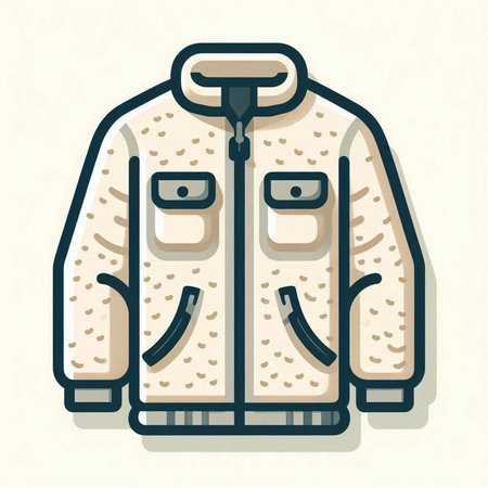 Winter jacket icon, vector illustration in flat design style. Winter clothing.のイラスト素材