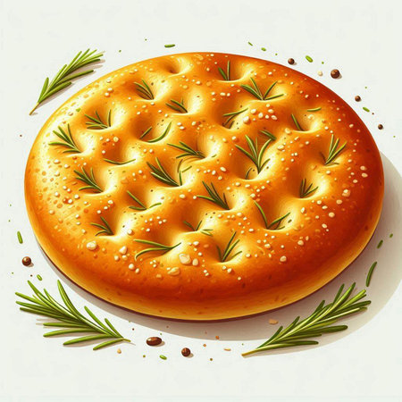 Illustration of a freshly baked pie with rosemary and peppercornsのイラスト素材