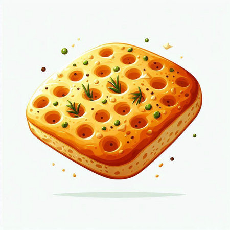 Illustration of a slice of cheese with green peas and dillのイラスト素材