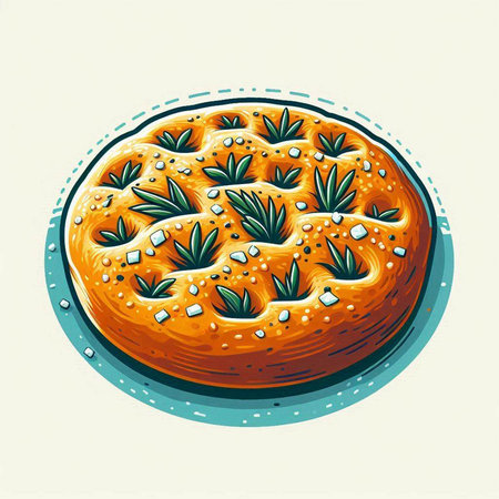 Illustration of a round bread with a pattern on a light backgroundのイラスト素材