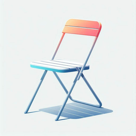 illustration of a chair in blue and orange colors on a white backgroundのイラスト素材