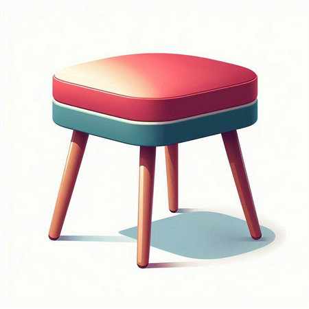 stool chair on a white background, 3d render, illustrationのイラスト素材