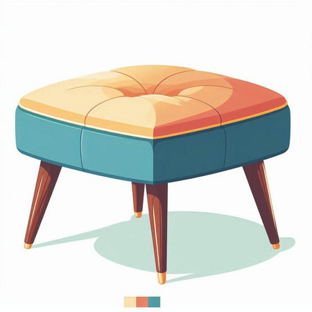 Illustration of a blue and orange stool isolated on a white backgroundのイラスト素材