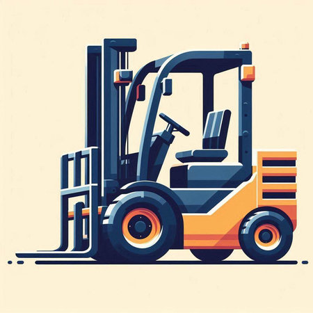 Forklift truck. Vector illustration of a forklift truck.のイラスト素材