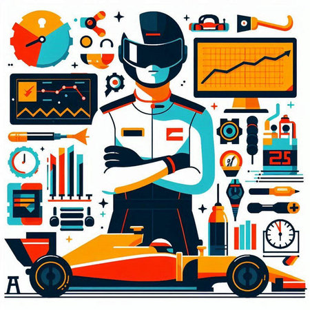 Karting, racing, karting club. Vector illustrationのイラスト素材