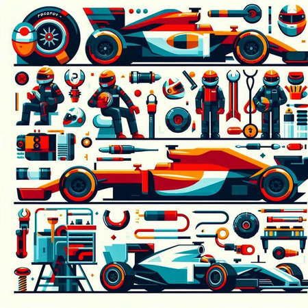 Set of racing cars. Vector illustration in flat design style. Eps 10のイラスト素材