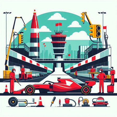 Construction of the airport. Vector illustration in a flat style. Eps 10のイラスト素材