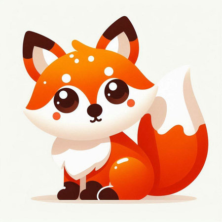 Cute cartoon fox isolated on a white background. Vector illustration.のイラスト素材