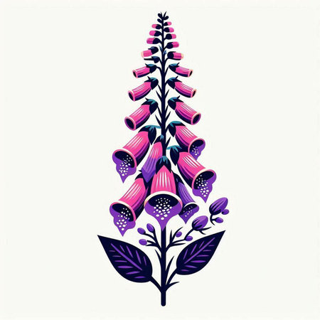 Digitalis purpurea, foxglove, common foxglove, common foxglove, common foxglove, common foxglove. Vector illustrationのイラスト素材