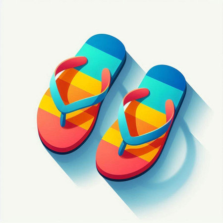 Flip flops icon with shadow on white background. Vector illustration.のイラスト素材