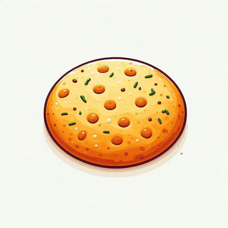 Illustration of a round biscuit with sesame seeds on a white backgroundのイラスト素材