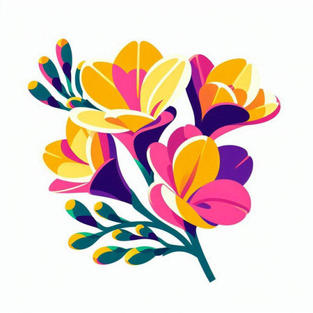 Hand drawn flowers. Vector illustration. Isolated on white background.のイラスト素材