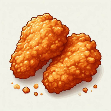 Illustration of fried chicken on a white background. Vector illustration.のイラスト素材