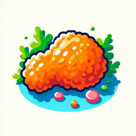 Illustration of orange fried chicken on white background. Vector illustration.のイラスト素材