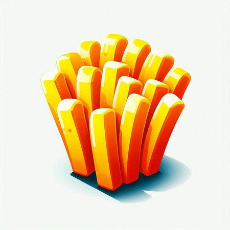 french fries on a white background, 3d illustration, computer generated imagesのイラスト素材
