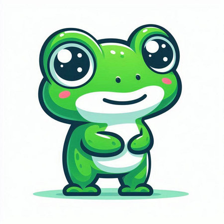 Cute cartoon frog. Vector illustration isolated on a white background.のイラスト素材