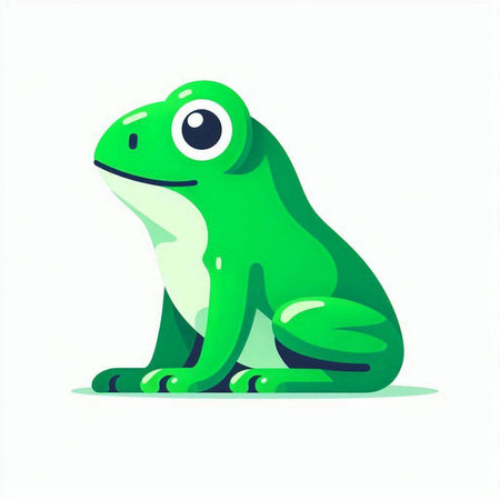 Frog on white background. Cute cartoon character. Vector illustration.のイラスト素材