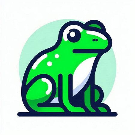 Green frog icon on white background. Vector illustration in flat style.のイラスト素材