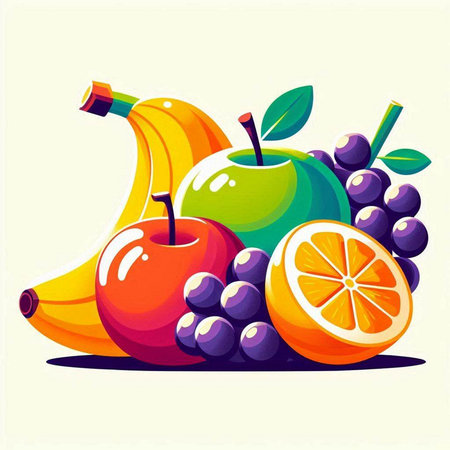 Fruits on a light background. Vector illustration for your design.のイラスト素材