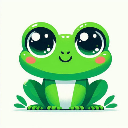 Cute cartoon frog. Vector illustration isolated on a white background.のイラスト素材