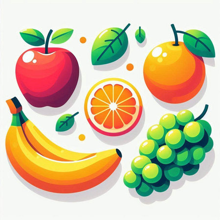 Fruit icon set in flat style. Vector illustration for your designのイラスト素材
