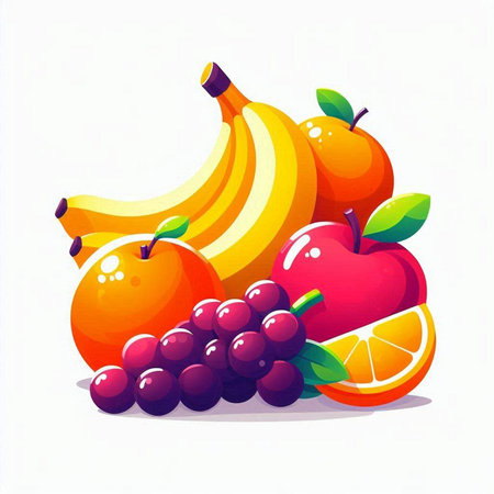 Fruit vector illustration. Isolated on white background. Cartoon style.のイラスト素材