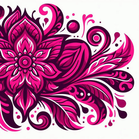 Vector illustration of abstract floral ornament in ethnic style. Hand drawn element for designのイラスト素材