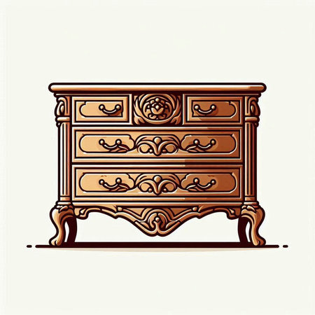Vintage hand drawn nightstand. Vector illustration in retro style.のイラスト素材