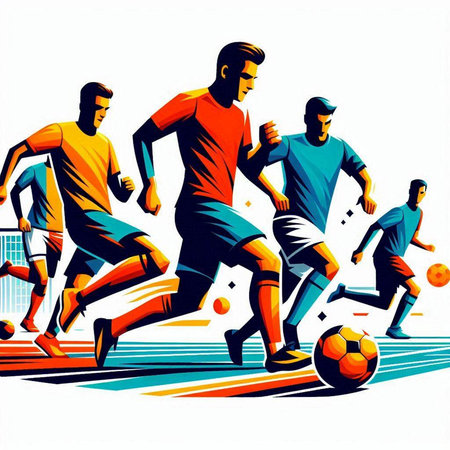 Soccer players. Vector illustration of a soccer player in action.のイラスト素材