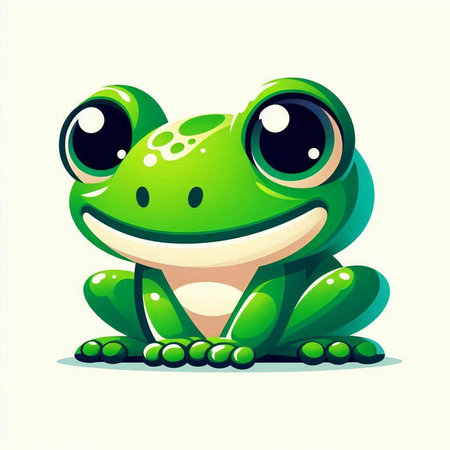 Cute green frog on a white background. Vector cartoon illustration.のイラスト素材
